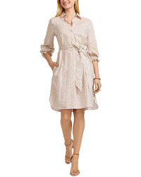 Foxcroft Abby Giraffe Linen-Blend Shirtdress