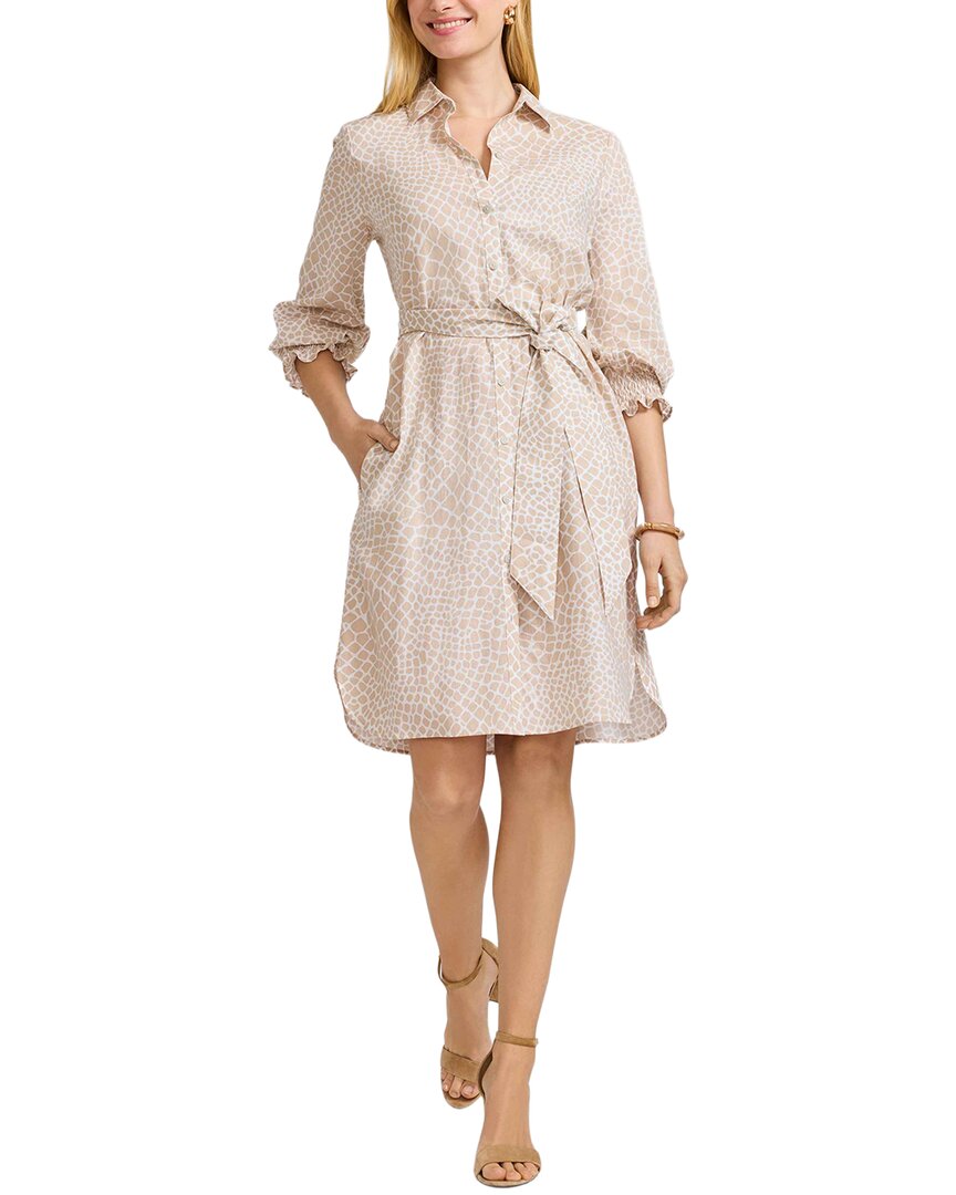 Foxcroft Abby Giraffe Linen-Blend Shirtdress