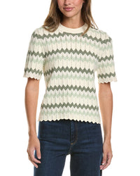 Adrianna Papell Chevron Striped Crewneck Pullover