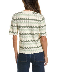 Adrianna Papell Chevron Striped Crewneck Pullover