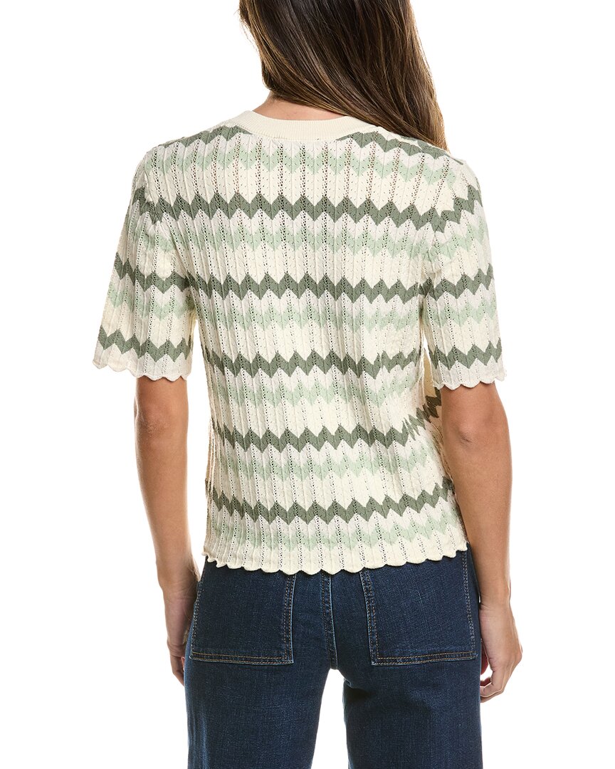 Adrianna Papell Chevron Striped Crewneck Pullover