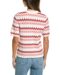 Adrianna Papell Chevron Striped Crewneck Pullover