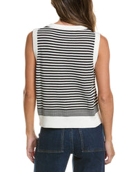 Adrianna Papell Crewneck Striped Button Front Cardigan