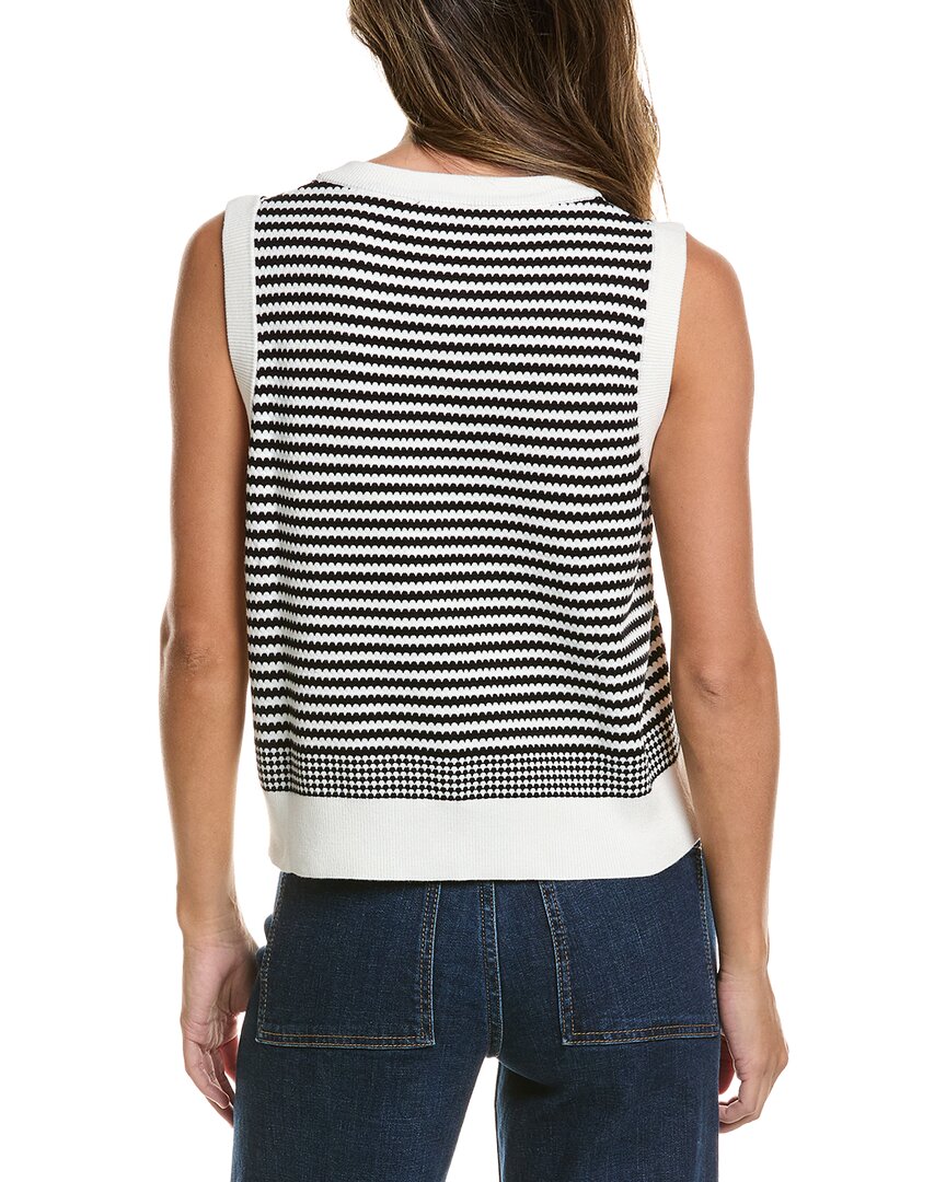 Adrianna Papell Crewneck Striped Button Front Cardigan