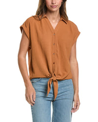 Adrianna Papell Dropped Shoulder Button Down Blouse