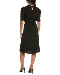 Adrianna Papell Adrianna Papell Moss Crepe Ruffle Neck Midi Dress