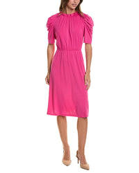 Adrianna Papell Adrianna Papell Moss Crepe Ruffle Neck Midi Dress