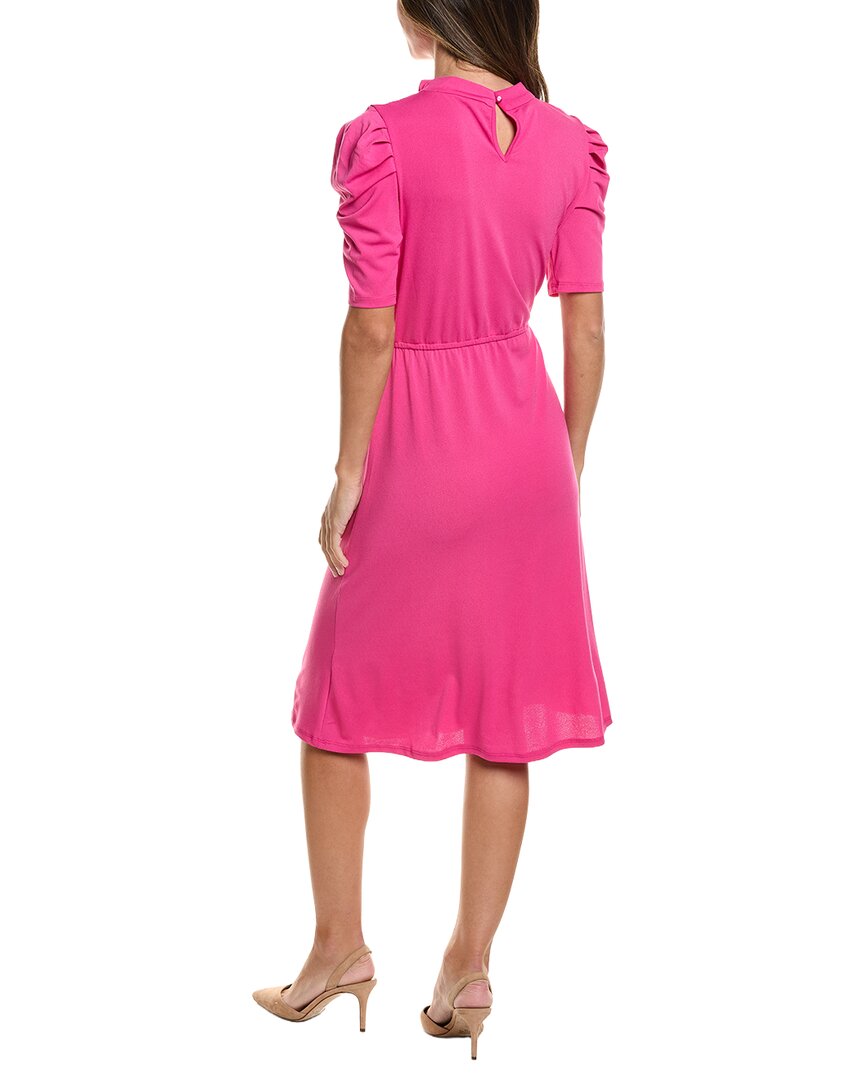 Adrianna Papell Adrianna Papell Moss Crepe Ruffle Neck Midi Dress
