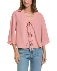 Adrianna Papell Adrianna Papell V-Neck Open Front Airflow Woven Top