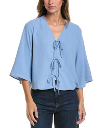 Adrianna Papell Adrianna Papell V-Neck Open Front Airflow Woven Top