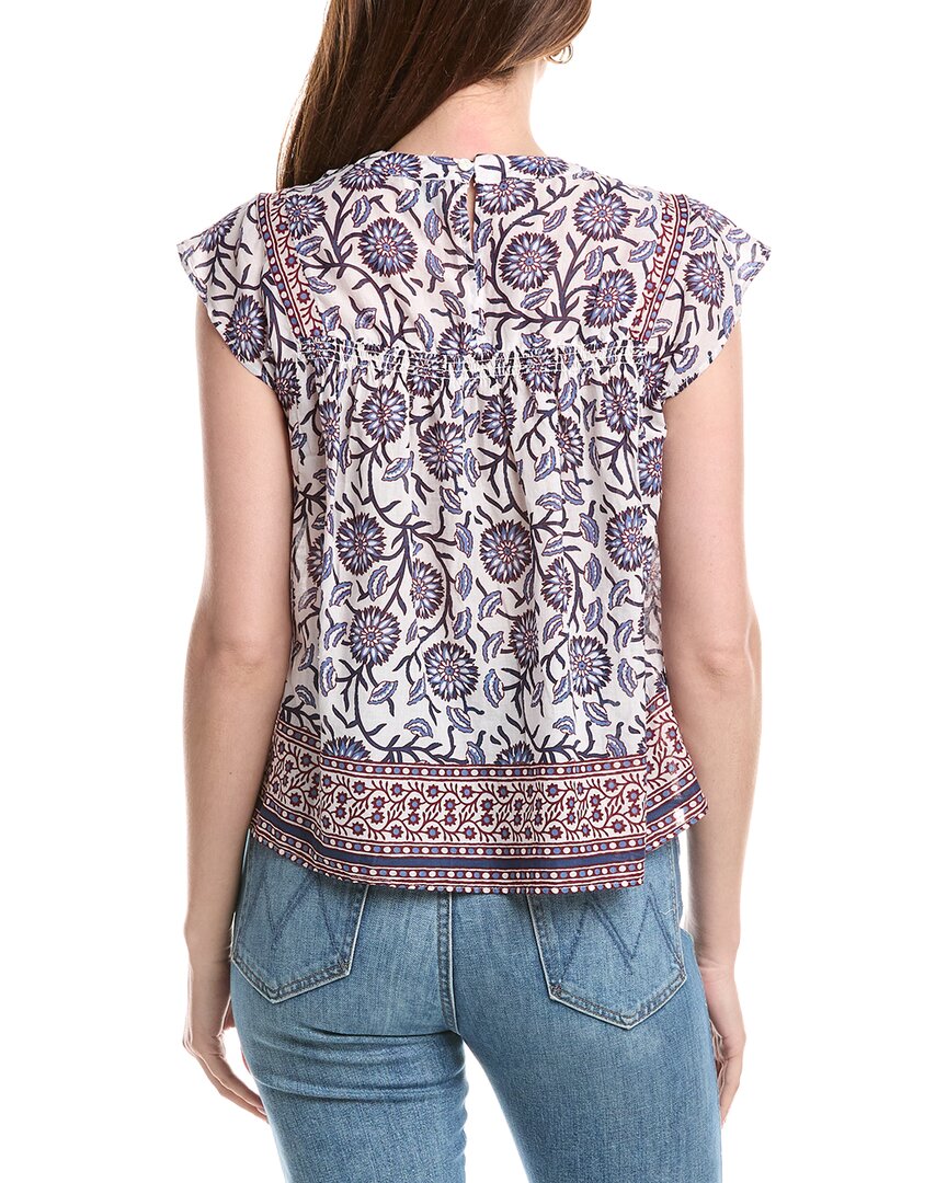 Elie Elie Tahari T Tahari Smocked Trim Woven Blouse
