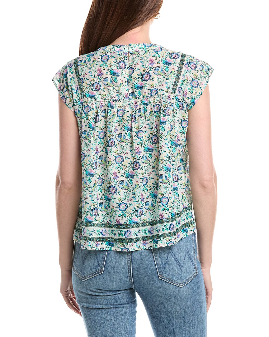 Elie Elie Tahari T Tahari Smocked Trim Woven Blouse