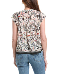 Elie Elie Tahari T Tahari Smocked Trim Woven Blouse