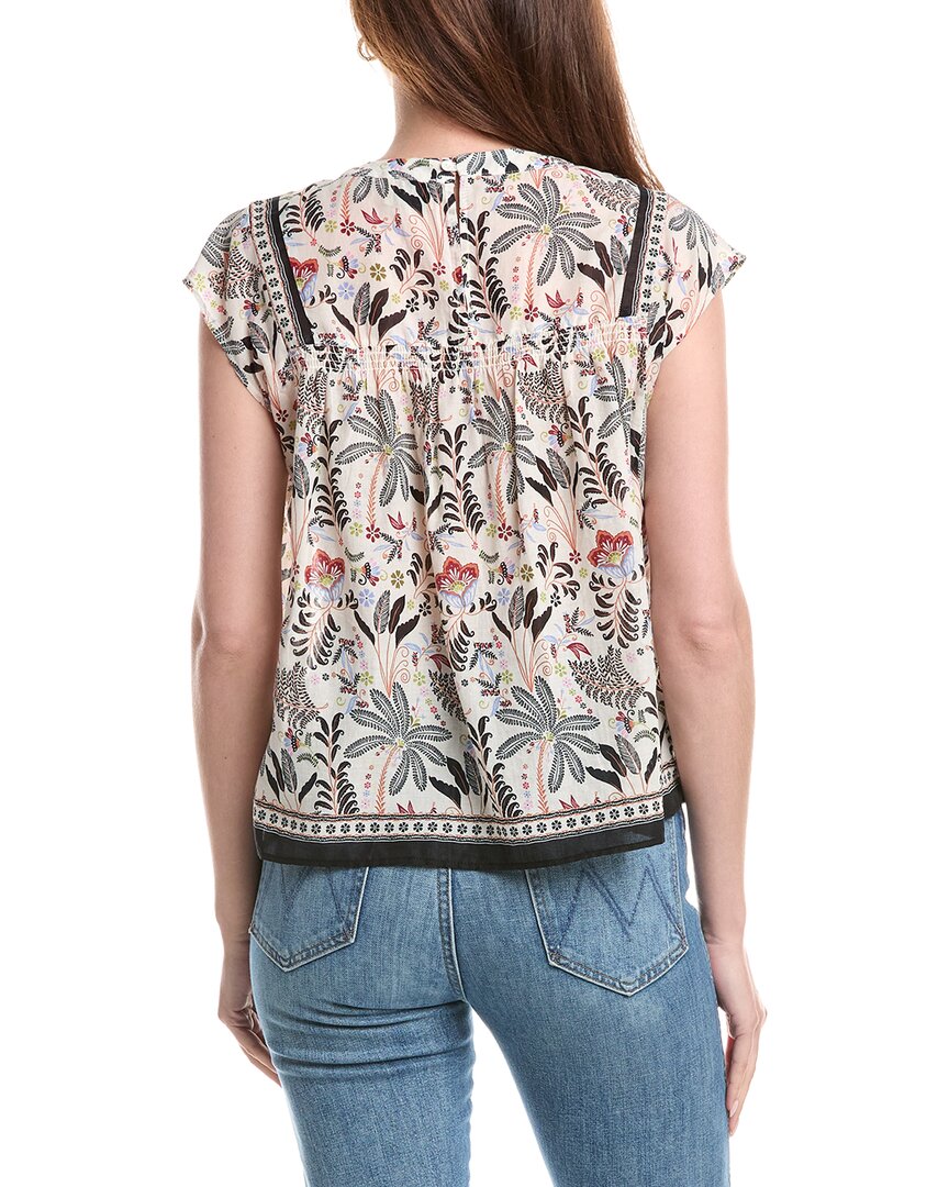 Elie Elie Tahari T Tahari Smocked Trim Woven Blouse