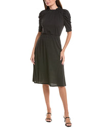 Adrianna Papell Adrianna Papell Printed Knit Moss Crepe Ruffle Neck Dress