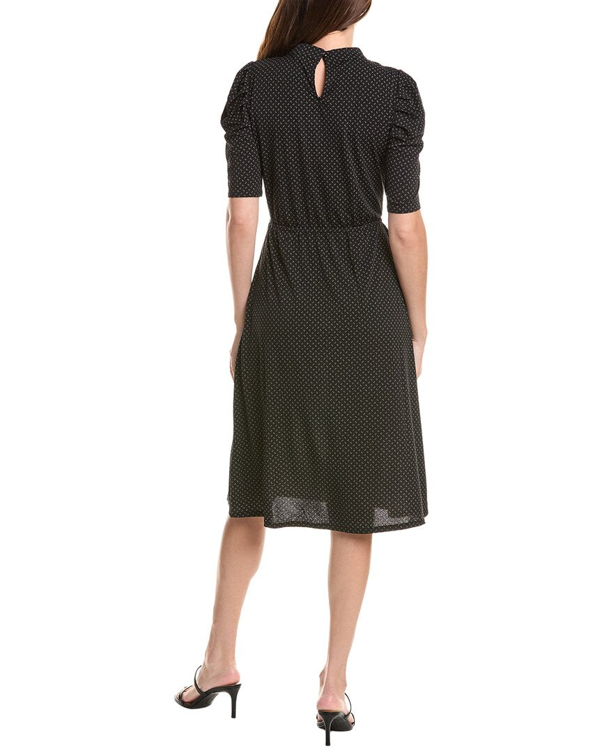 Adrianna Papell Adrianna Papell Printed Knit Moss Crepe Ruffle Neck Dress