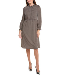 Adrianna Papell Adrianna Papell Printed Knit Moss Crepe Ruffle Neck Dress