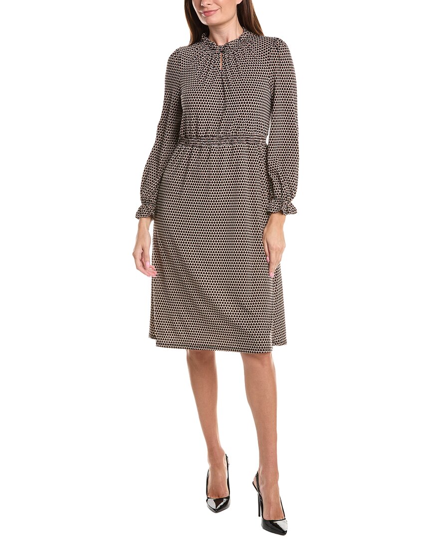 Adrianna Papell Adrianna Papell Printed Knit Moss Crepe Ruffle Neck Dress