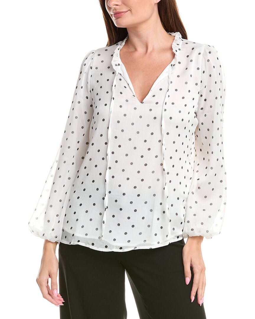 Adrianna Papell Adrianna Papell Printed Ruffle Tie Neck Chiffon Woven Top