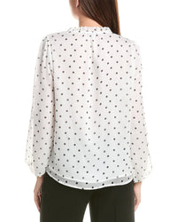 Adrianna Papell Adrianna Papell Printed Ruffle Tie Neck Chiffon Woven Top