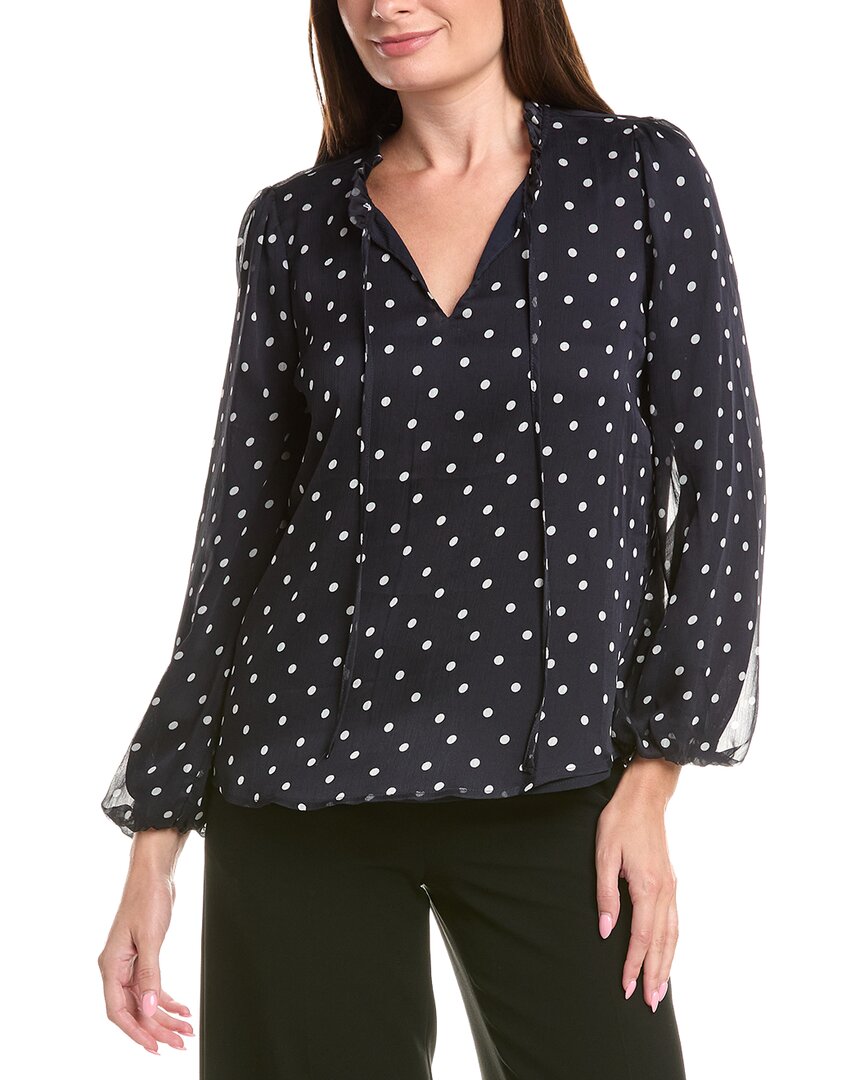 Adrianna Papell Adrianna Papell Printed Ruffle Tie Neck Chiffon Woven Top