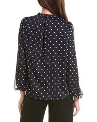 Adrianna Papell Adrianna Papell Printed Ruffle Tie Neck Chiffon Woven Top