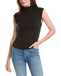 T Tahari Mock Neck Ruched Top