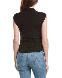 T Tahari Mock Neck Ruched Top