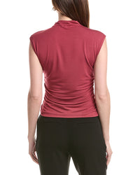 T Tahari Mock Neck Ruched Top