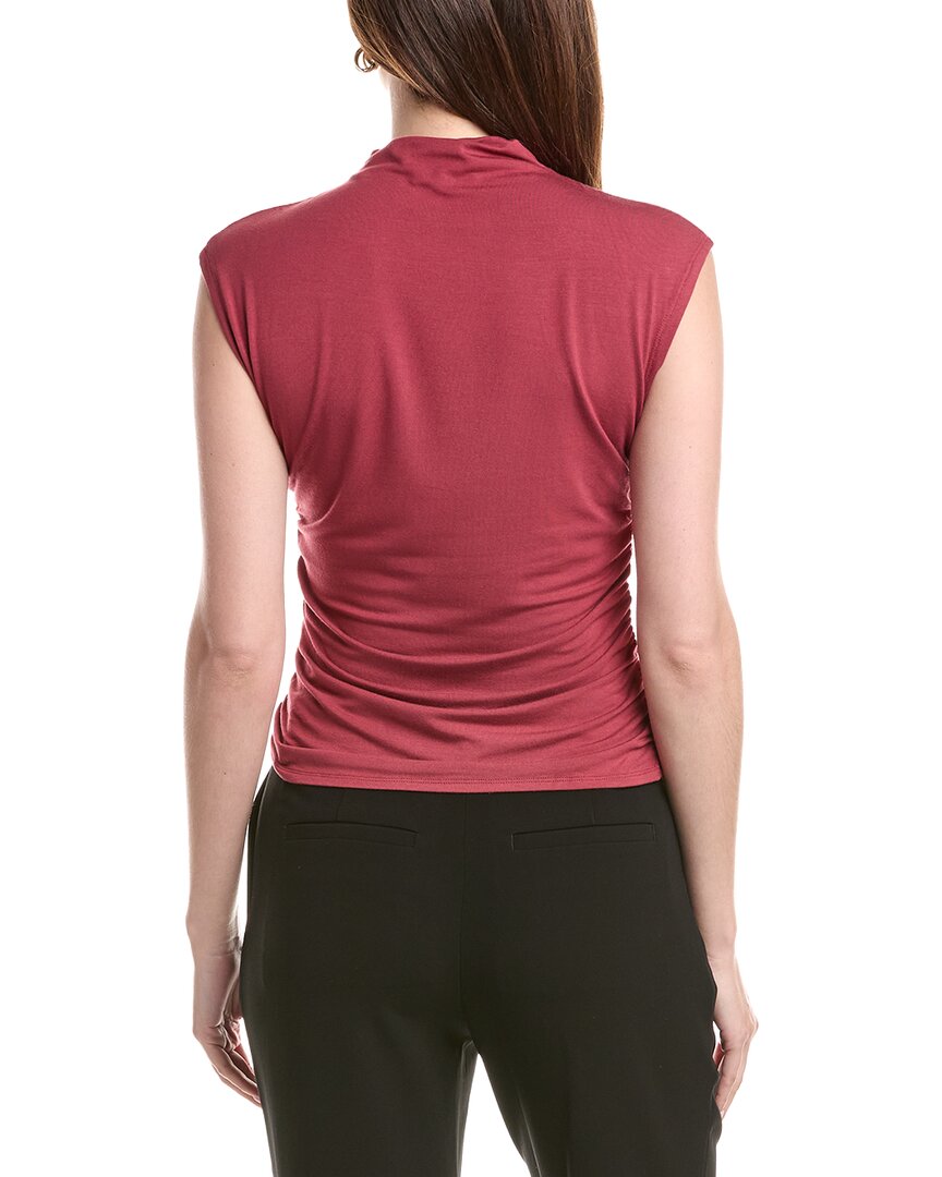 T Tahari Mock Neck Ruched Top
