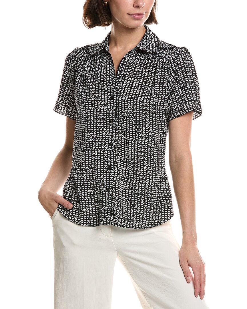 T Tahari T Tahari Printed Button Down Woven Shirt