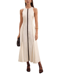 Reiss Inaya Craft Stitched Linen-Blend Dress