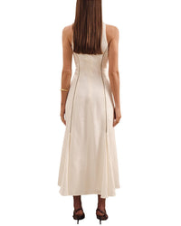 Reiss Inaya Craft Stitched Linen-Blend Dress