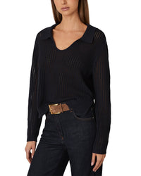 Reiss Matilda Open Collar Knit Silk-Blend Top