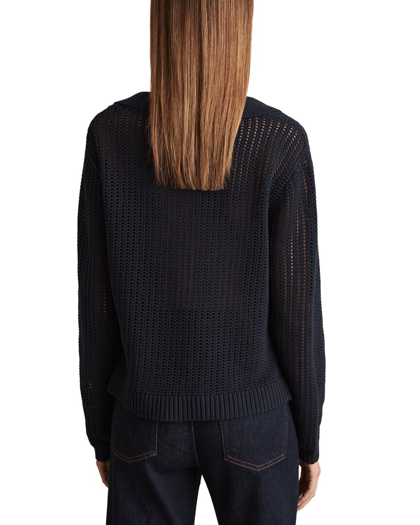 Reiss Matilda Open Collar Knit Silk-Blend Top
