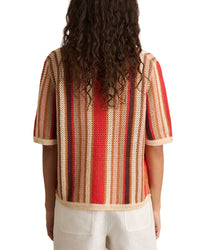 Reiss Candy Knit Button Down Linen Top