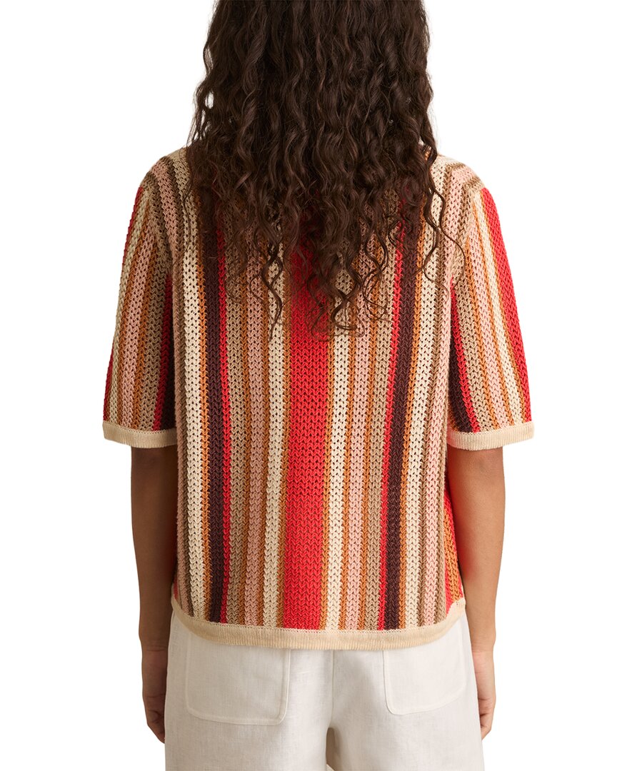 Reiss Candy Knit Button Down Linen Top