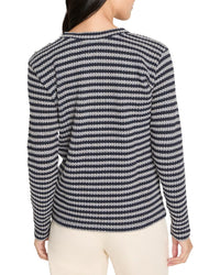 Nic+Zoe Texture Stripe Button Shoulder Top