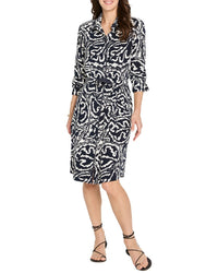 Nic+Zoe Indigo Leaf Double Crepe Eva Dress