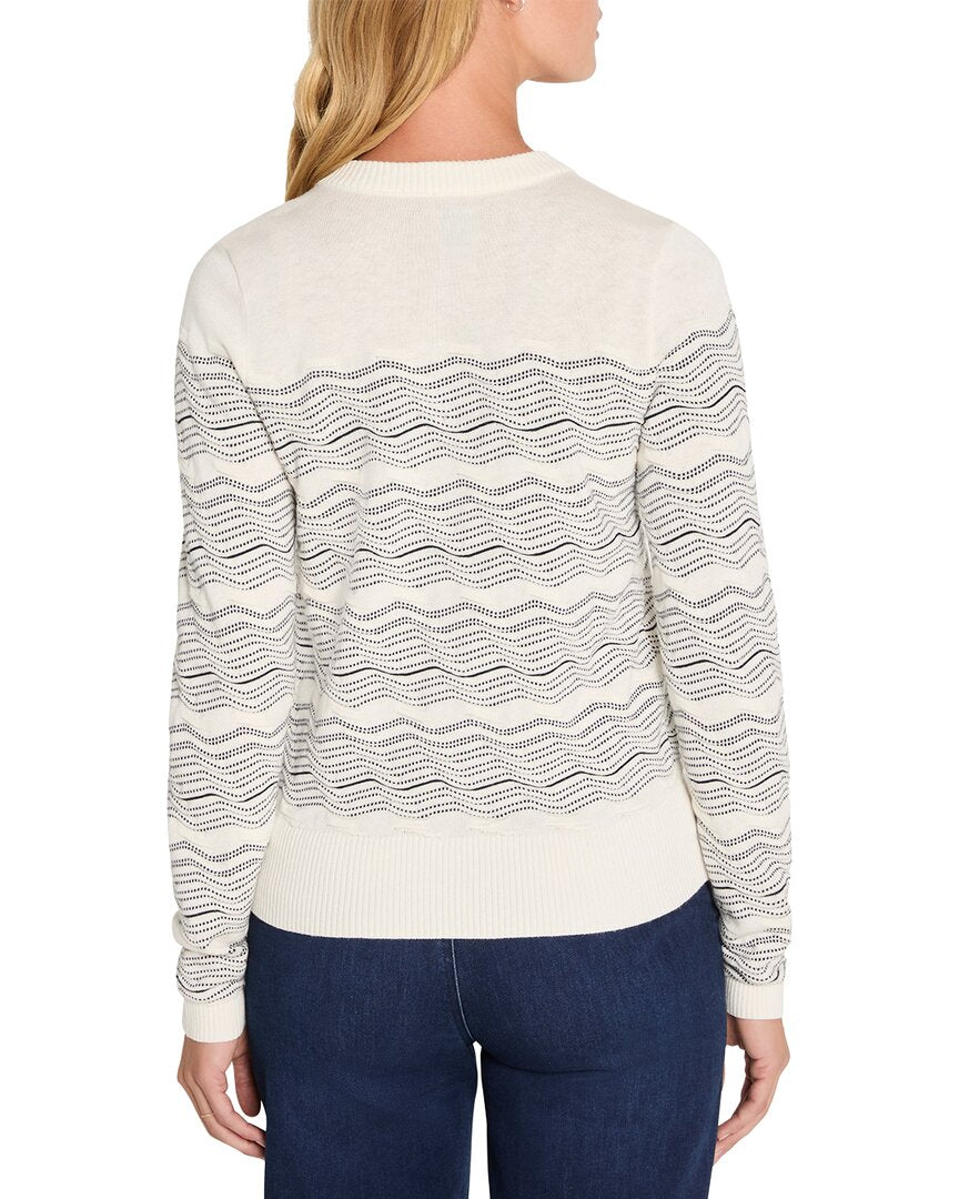 Nic+Zoe Zig Zag Stitch Linen-Blend Cardigan