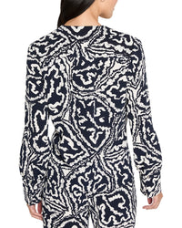 Nic+Zoe Petite Indigo Leaf Double Crepe Top