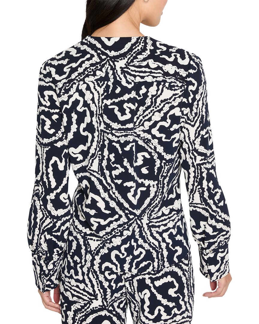 Nic+Zoe Petite Indigo Leaf Double Crepe Top