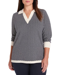 NIC+ZOE Nic+Zoe Plus Two Tone Jacquard Sweater