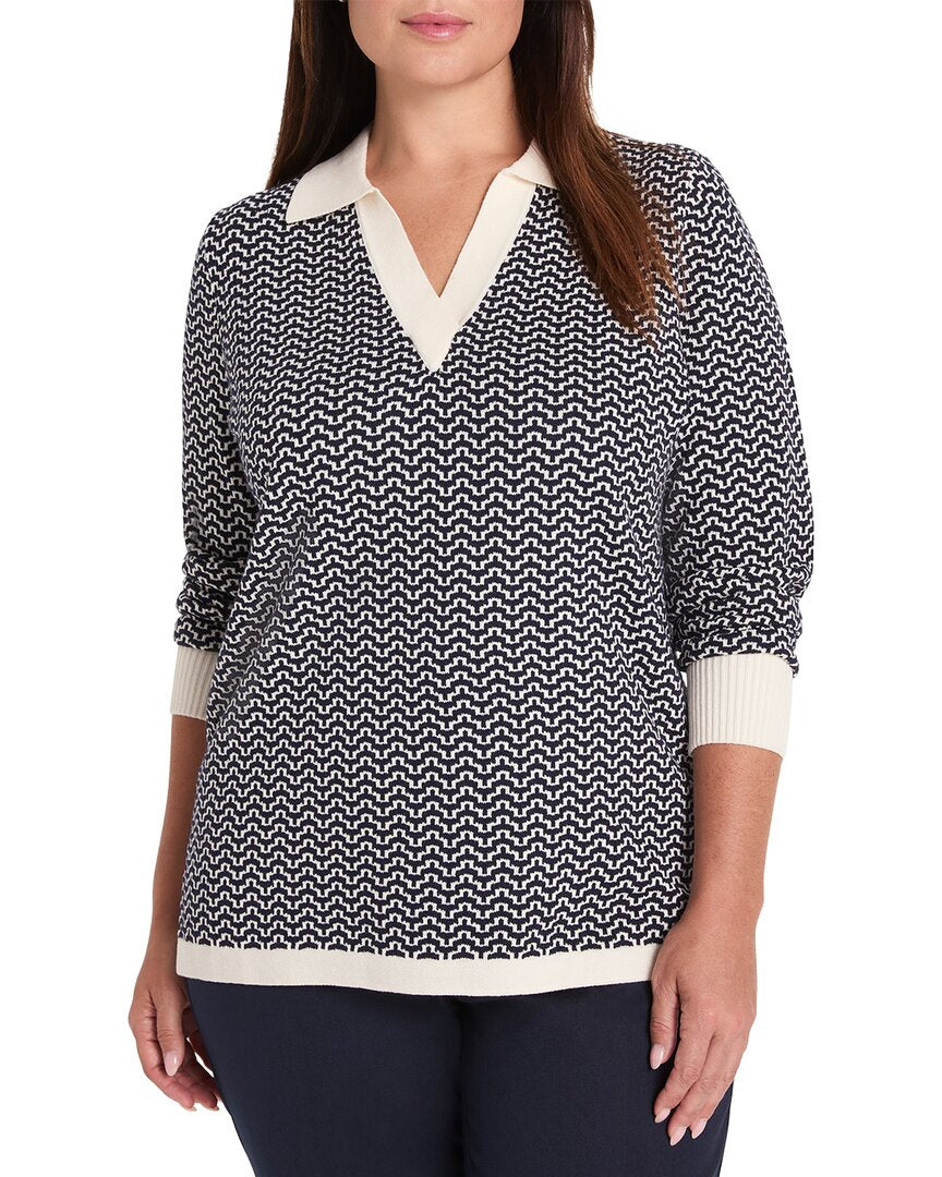 NIC+ZOE Nic+Zoe Plus Two Tone Jacquard Sweater