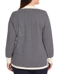 NIC+ZOE Nic+Zoe Plus Two Tone Jacquard Sweater