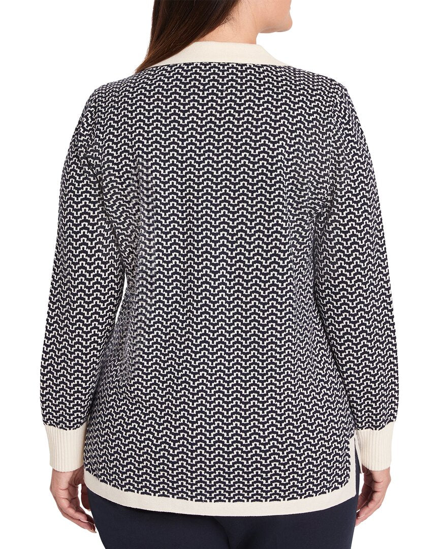 NIC+ZOE Nic+Zoe Plus Two Tone Jacquard Sweater