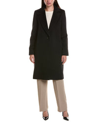 Sofiacashmere Single-Breasted Notched Lapel Wool & Cashmere-Blend Coat