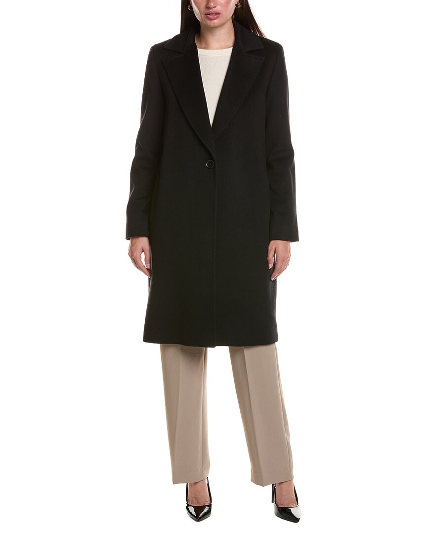 Sofiacashmere Single-Breasted Notched Lapel Wool & Cashmere-Blend Coat
