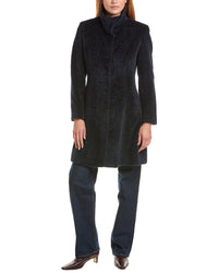 Sofiacashmere Stand Collar Wool & Alpaca-Blend Coat