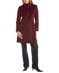 Sofiacashmere Stand Collar Wool & Alpaca-Blend Coat